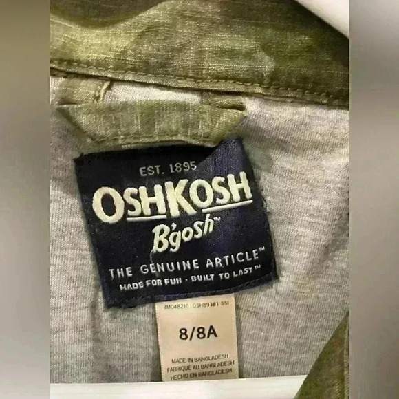 NWT OSHKOSH B’GOSH Green Camo Utility Jacket for Girls Sz 8/8A - Picture 4 of 6